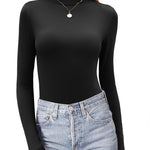 Zeagoo Womens Long Sleeve Shirts Mock Neck Basic Slim Fitted Tops