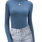 Zeagoo Womens Long Sleeve Shirts Mock Neck Basic Slim Fitted Tops