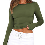 Nadorine Women Y2K Crewneck Long Sleeve Slim Fit T-Shirt