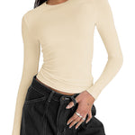 Nadorine Women Y2K Crewneck Long Sleeve Slim Fit T-Shirt