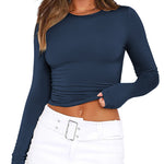 Nadorine Women Y2K Crewneck Long Sleeve Slim Fit T-Shirt