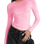 Nadorine Women Y2K Crewneck Long Sleeve Slim Fit T-Shirt