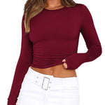 Nadorine Women Y2K Crewneck Long Sleeve Slim Fit T-Shirt