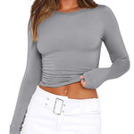 Nadorine Women Y2K Crewneck Long Sleeve Slim Fit T-Shirt