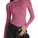 Nadorine Women Y2K Crewneck Long Sleeve Slim Fit T-Shirt