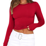 Nadorine Women Y2K Crewneck Long Sleeve Slim Fit T-Shirt