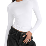 Nadorine Women Y2K Crewneck Long Sleeve Slim Fit T-Shirt