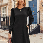 Nadorine Women Knit Dress Puff Long Sleeve Dress