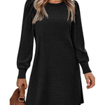 Nadorine Women Knit Dress Puff Long Sleeve Dress