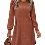 Nadorine Women Knit Dress Puff Long Sleeve Dress