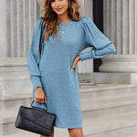 Nadorine Women Knit Dress Puff Long Sleeve Dress
