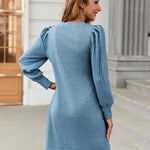 Nadorine Women Knit Dress Puff Long Sleeve Dress