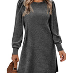 Nadorine Women Knit Dress Puff Long Sleeve Dress