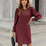 Nadorine Women Knit Dress Puff Long Sleeve Dress