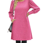 Nadorine Women Knit Dress Puff Long Sleeve Dress