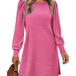 Nadorine Women Knit Dress Puff Long Sleeve Dress
