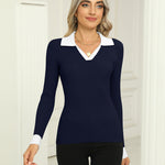 Zeagoo Womens Sweater Long Sleeve V Neck Ribbed Knit Tops