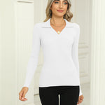 Zeagoo Womens Sweater Long Sleeve V Neck Ribbed Knit Tops
