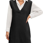 Nadorine Women's Oversized Sweater Vest Dress V Neck Knit Pullover