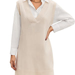 Nadorine Women's Oversized Sweater Vest Dress V Neck Knit Pullover
