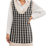Nadorine Women's Oversized Sweater Vest Dress V Neck Knit Pullover