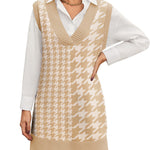 Nadorine Women's Oversized Sweater Vest Dress V Neck Knit Pullover