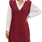 Nadorine Women's Oversized Sweater Vest Dress V Neck Knit Pullover