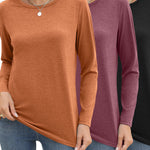 Nadorine 3 Pack Long Sleeve Shirts for Women Loose Fit Basic Tee Tops