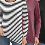 Nadorine 3 Pack Long Sleeve Shirts for Women Loose Fit Basic Tee Tops