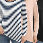 Nadorine 3 Pack Long Sleeve Shirts for Women Loose Fit Basic Tee Tops