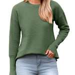 Nadorine Women's Long Sleeve Sweater Casual Ribbed Knit Pullover