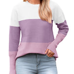 Nadorine Women's Long Sleeve Sweater Casual Ribbed Knit Pullover