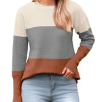 Nadorine Women's Long Sleeve Sweater Casual Ribbed Knit Pullover