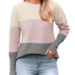 Nadorine Women's Long Sleeve Sweater Casual Ribbed Knit Pullover