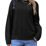 Nadorine Women's Crew Neck Cable Knit Pullover Sweater