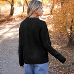 Nadorine Women's Crew Neck Cable Knit Pullover Sweater