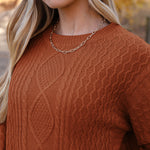Nadorine Women's Crew Neck Cable Knit Pullover Sweater