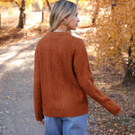 Nadorine Women's Crew Neck Cable Knit Pullover Sweater