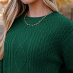 Nadorine Women's Crew Neck Cable Knit Pullover Sweater