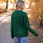 Nadorine Women's Crew Neck Cable Knit Pullover Sweater
