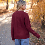 Nadorine Women's Crew Neck Cable Knit Pullover Sweater