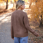 Nadorine Women's Crew Neck Cable Knit Pullover Sweater