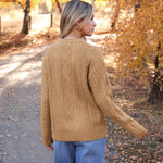 Nadorine Women's Crew Neck Cable Knit Pullover Sweater