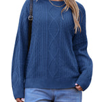 Nadorine Women's Crew Neck Cable Knit Pullover Sweater