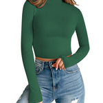 Nadorine Women Turtleneck Casual Long Sleeve Shirts Tight T-Shirts