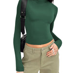 Nadorine Women Turtleneck Casual Long Sleeve Shirts Tight T-Shirts