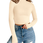 Nadorine Women Turtleneck Casual Long Sleeve Shirts Tight T-Shirts