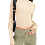 Nadorine Women Turtleneck Casual Long Sleeve Shirts Tight T-Shirts