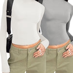 Nadorine Women Turtleneck Casual Long Sleeve Shirts Tight T-Shirts