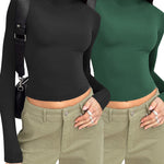 Nadorine Women Turtleneck Casual Long Sleeve Shirts Tight T-Shirts